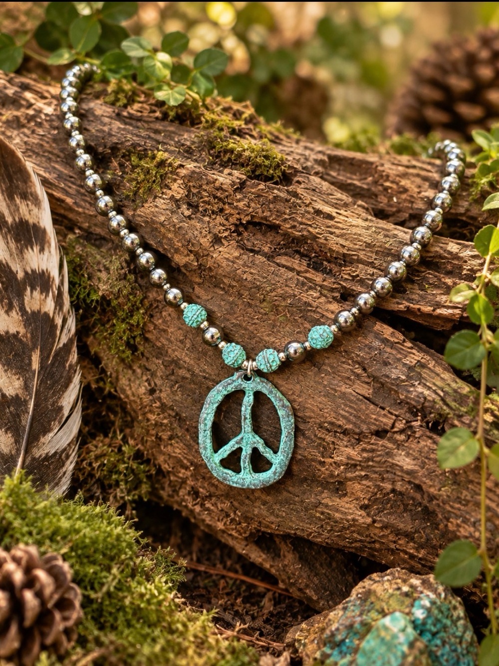 18” 6mm Hematite Patina Necklace - Women Jewelry
